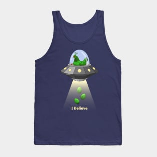 Funny Green Alien Chicken Egg Abduction Tank Top